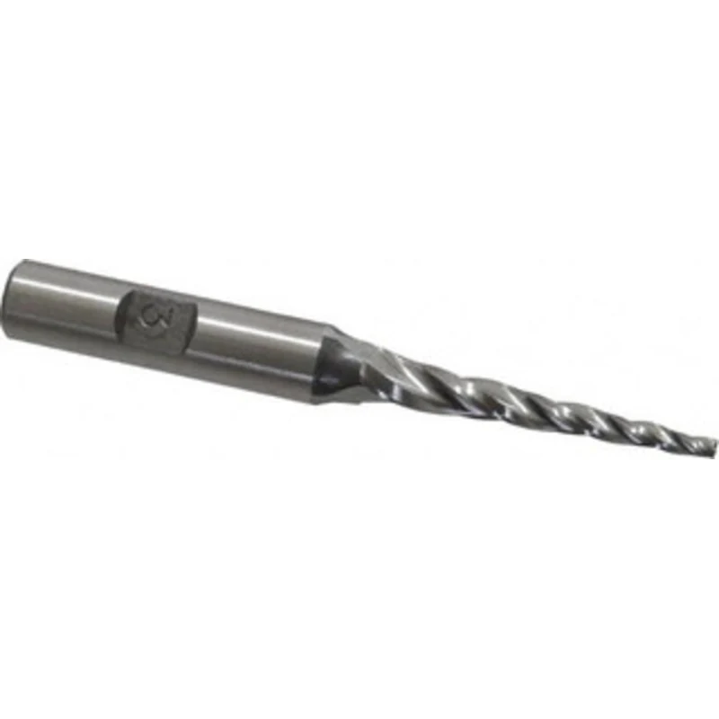Made in USA 1.5 per Side 3/32 Small End Diam 1-1/2 LOC 3-Flute High Speed Steel Tapered Square End Mill Uncoated, 3/8...